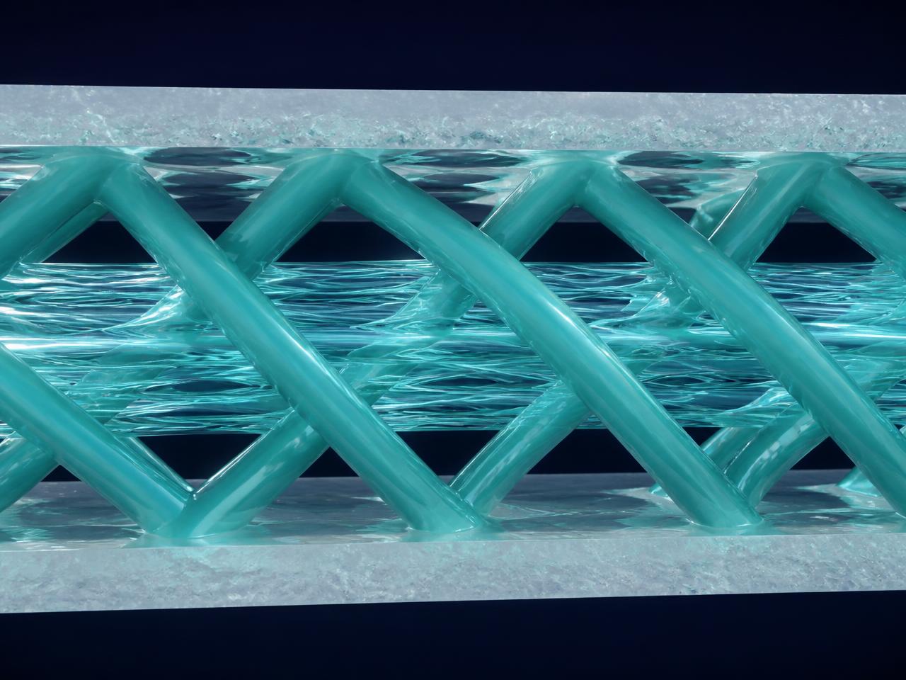 3D cutaway of the SV-NanoMatrix HDG symmetric open channel lattice with uniform clean flow