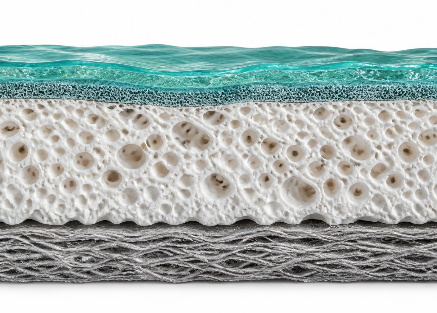 Cross-section render of the composite membrane layer stack
